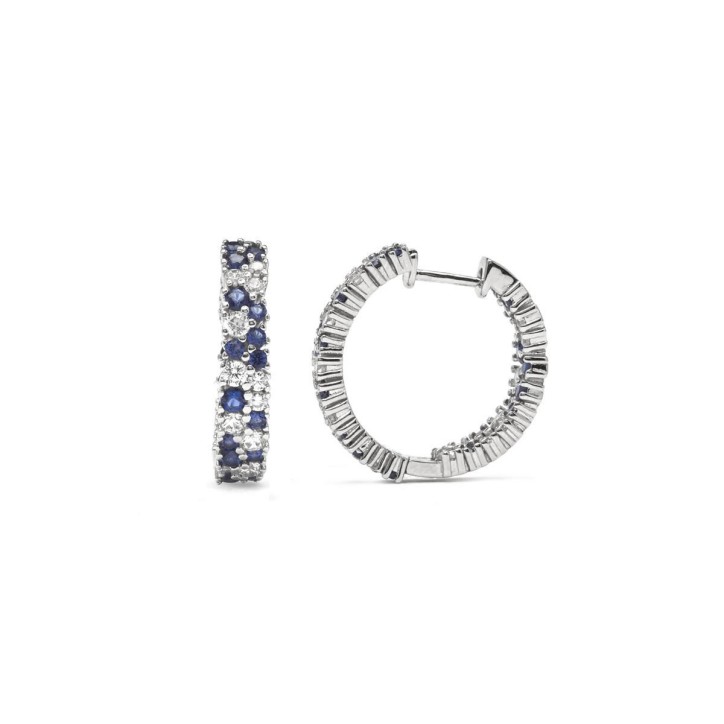 Pendientes de Aro con Circonita Zafiro en tono Azul - ET58202
