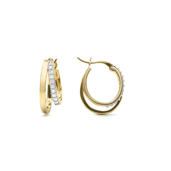 Pendientes de Aro con Baño de Oro y Circonitas de Luxenter - EO178Y00