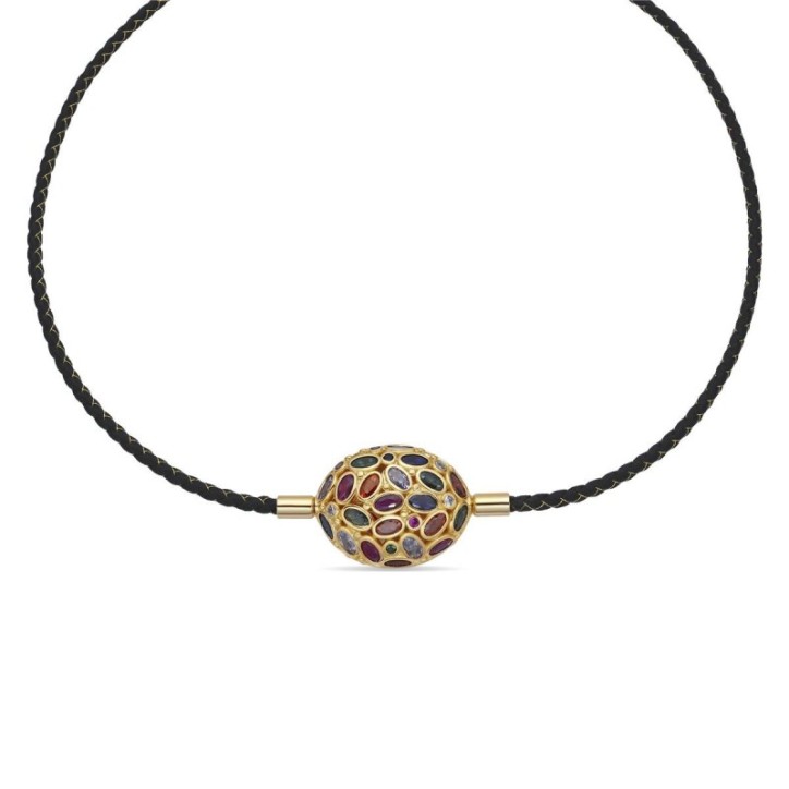 Collar de Plata de Ley 925 y Circonita Multicolor acabado en oro amarillo 18k - Milkio - NXA134Y20