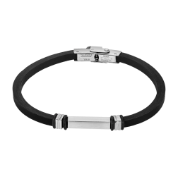 Pulsera Básica de Hombre Acero y Caucho Negro de Lotus Style - LS2536/2/1