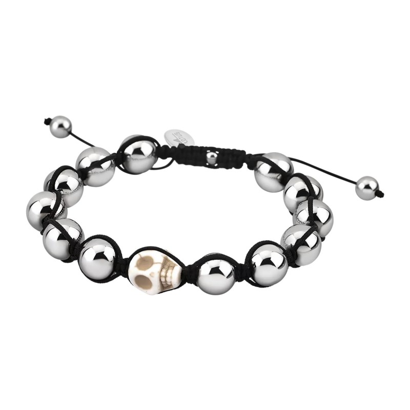 Pulsera de Calavera para Hombre con Bolas Acero Inoxidable - LS3019-2/2 Pulsera de Calavera para Hombre con Bolas Acero Inoxidable - LS3019-2/2