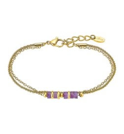 Pulsera Lotus Style para Mujer Dorada con tonos Morados - LS2561/2/2