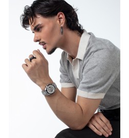 Pendiente Negro para Hombre Colección Abraham Mateo - 15213E01010
