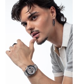 Pendiente Negro para Hombre Colección Abraham Mateo - 15213E01010
