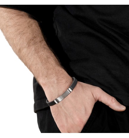 Pulsera Hombre Acero y Caucho Lotus Style - LS2541/2/1