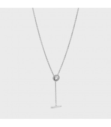 Collar en T en plata de ley Logo y Corazón en Pavé - 399050C01-80