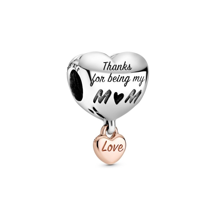 Charm en plata de ley y Pandora Corazón Mamá - 788830C00
