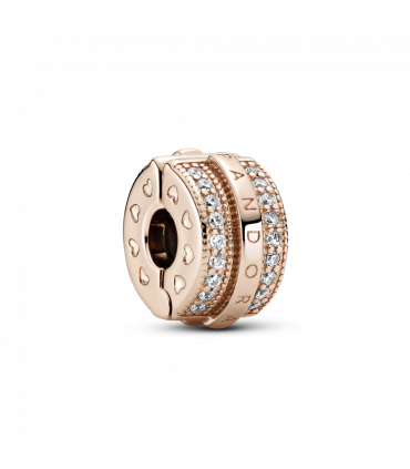 Clip en Pandora Rose Logo con Líneas Brillantes en Pavé - 789042C01