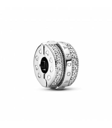 Clip en plata de ley Logo con Líneas Brillantes en Pavé - 799042C01