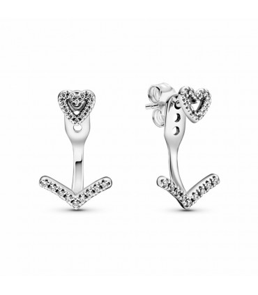 Pendientes de botón Corazón Espumoso Brillante - 299280C01