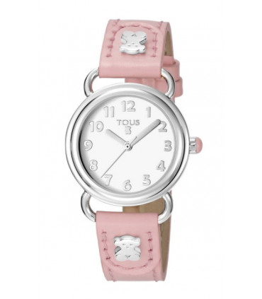 Reloj TOUS Baby Bear de acero con esfera de osito, correa de piel rosa - 500350180