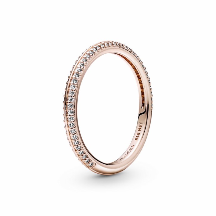 Anillo con recubrimiento en oro rosa de 14k en Pavé Brillante Pandora ME - 189679C01
