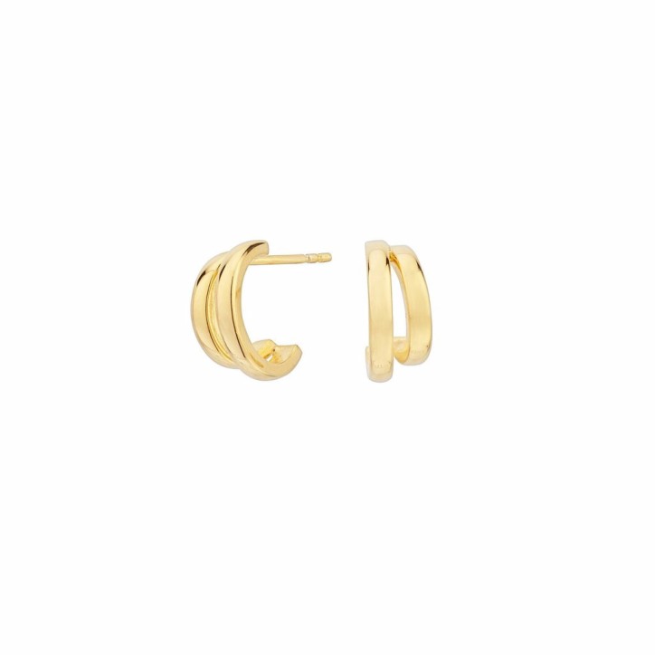 Pendientes Doble Aro Plata Chapado Oro - SEA-200-106-UU