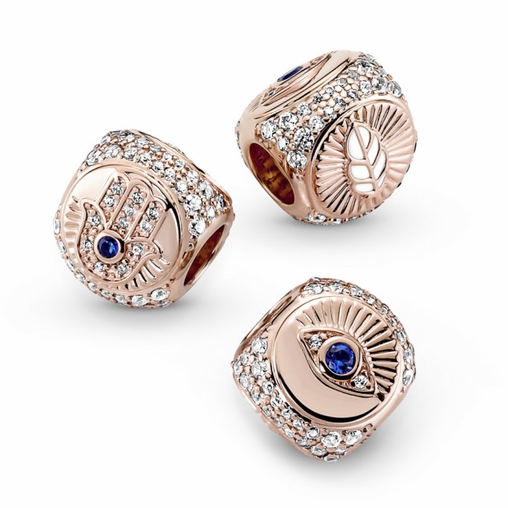 Charm Pandora Tres caras Hamsa, Ojo que Todo Lo Ve & Pluma - 780101C01