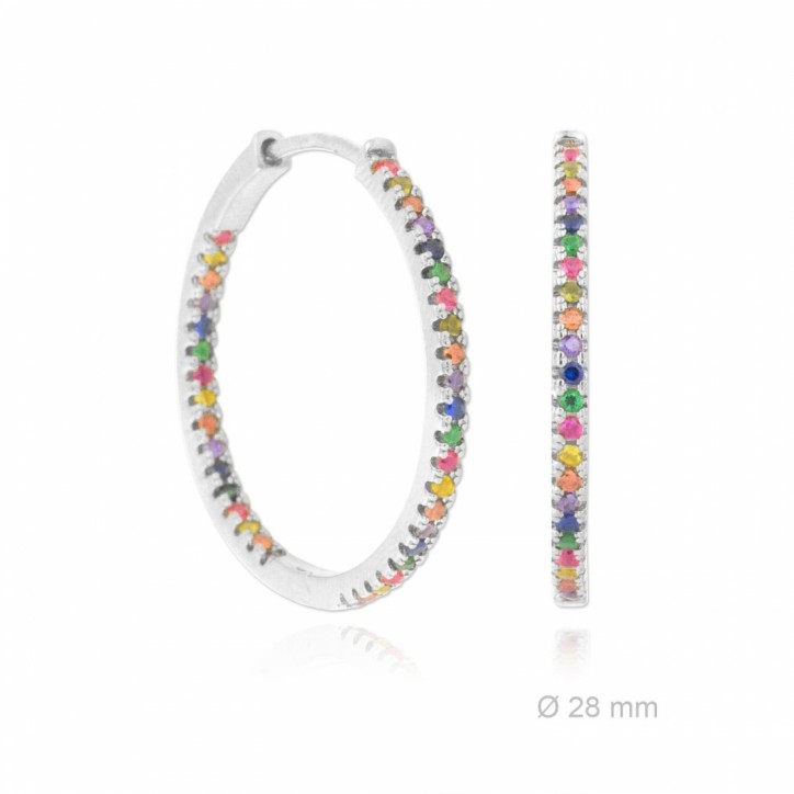 Pendientes de Aro Grandes con Circonitas de Colores - 152201A