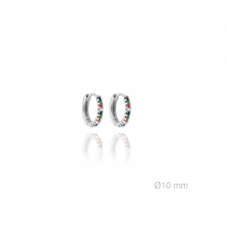 Pendientes Aro Plata Colores Pequeños - 151647A