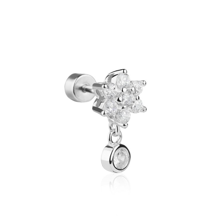 PIERCING FLORAL CON MOTIVO COLGANDO Y CIRCONITAS CON BROCHE DE ROSCA - 45.PE5.03