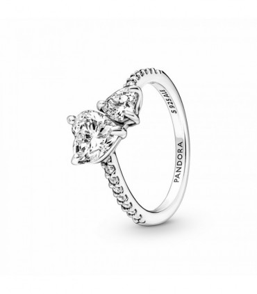Anillo Pandora Doble Corazón Brillante - 191198C01