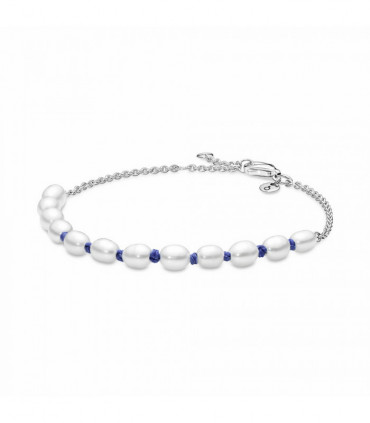 Pulsera Cordón Azul con Perlas Cultivadas de Agua Dulce Pandora - 591689C01