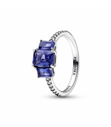 Anillo Brillante Tres Gemas Azules Rectangulares Pandora - 192389C01