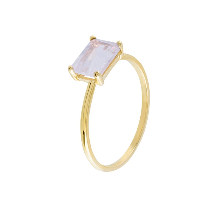 Anillo Oro Amarillo 18 Kts con Cuarzo Rosa - GRN-203-271