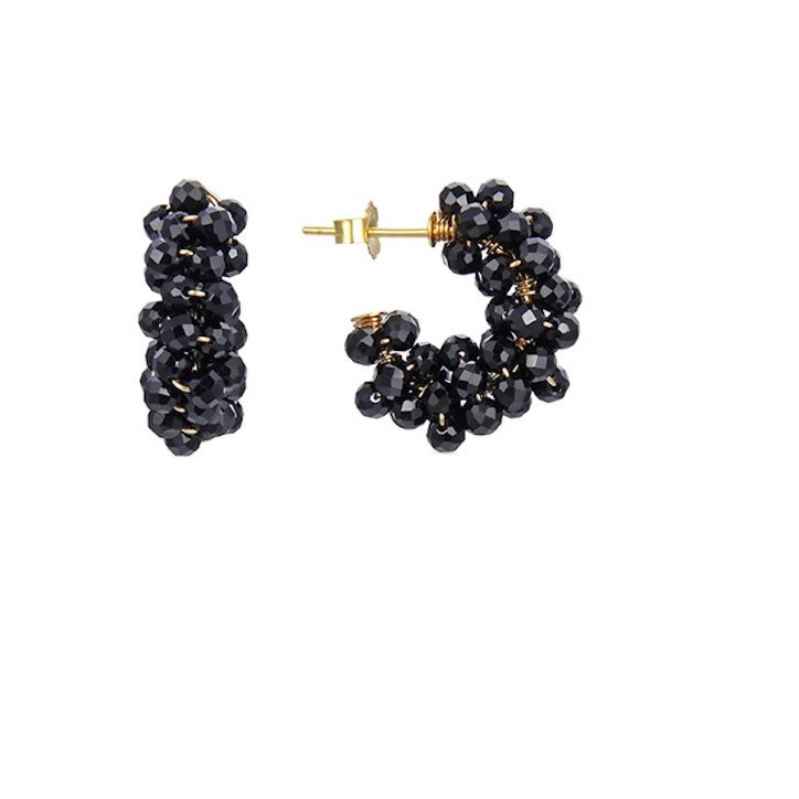 Pendientes Salblai De Cristal Negro acabados en oro amarillo de 18 quilates. - EXA495YC0100