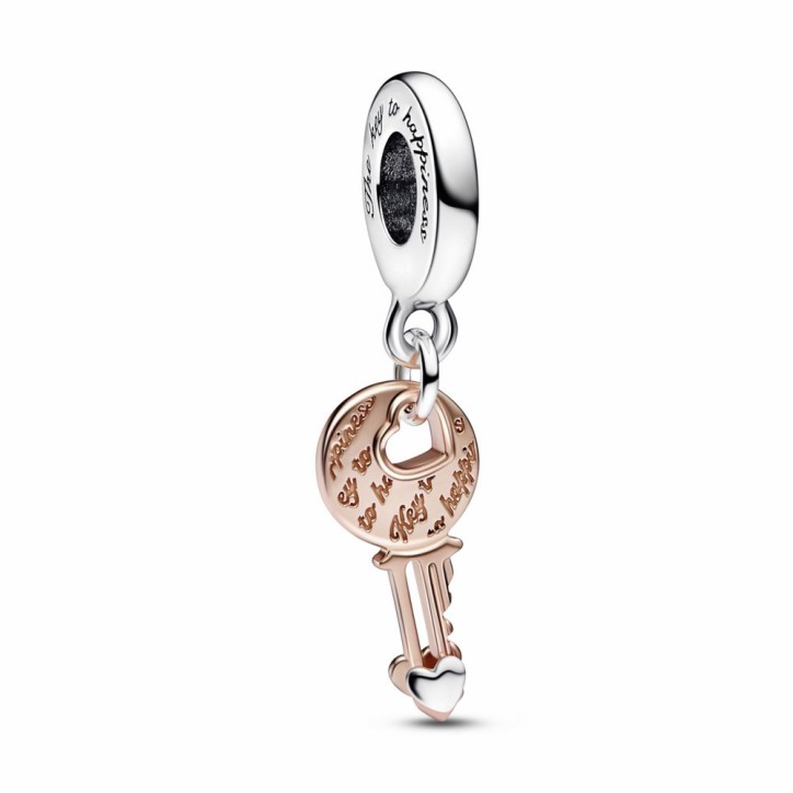 Charm Colgante Llave y Corazón Deslizante en Dos Tonos Pandora - 782510C00