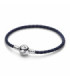 Pulsera de Cuero Trenzado Azul con Cierre Redondo de Pandora Moments - 592790C01