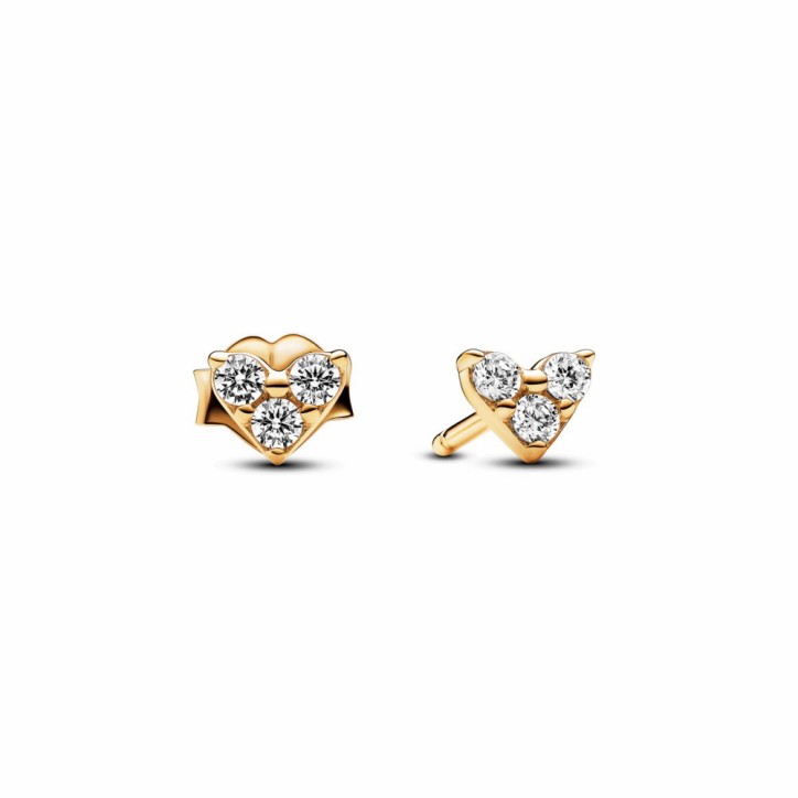 Pendientes de Botón Corazón y Triple Gema - 263003C01