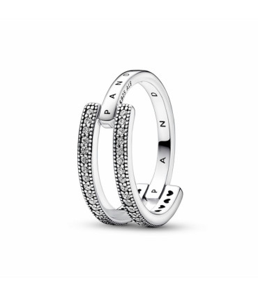 Anillo Doble Banda Logo y Pavé Pandora Signature Pandora - 192779C01