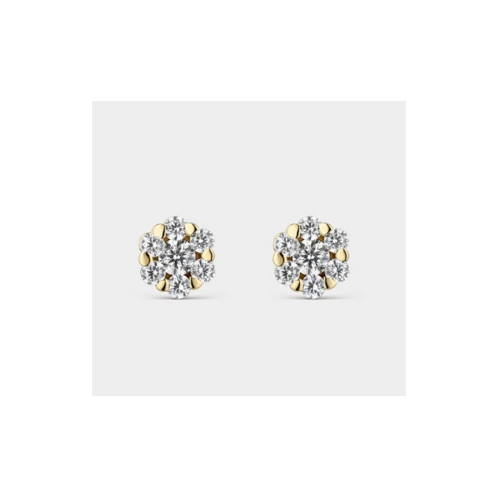 PENDIENTES FLOR CON CIRCONITAS EN ORO AMARILLO DE 18 QUILATES LITTA FIORE. - LEA-201-815-UU