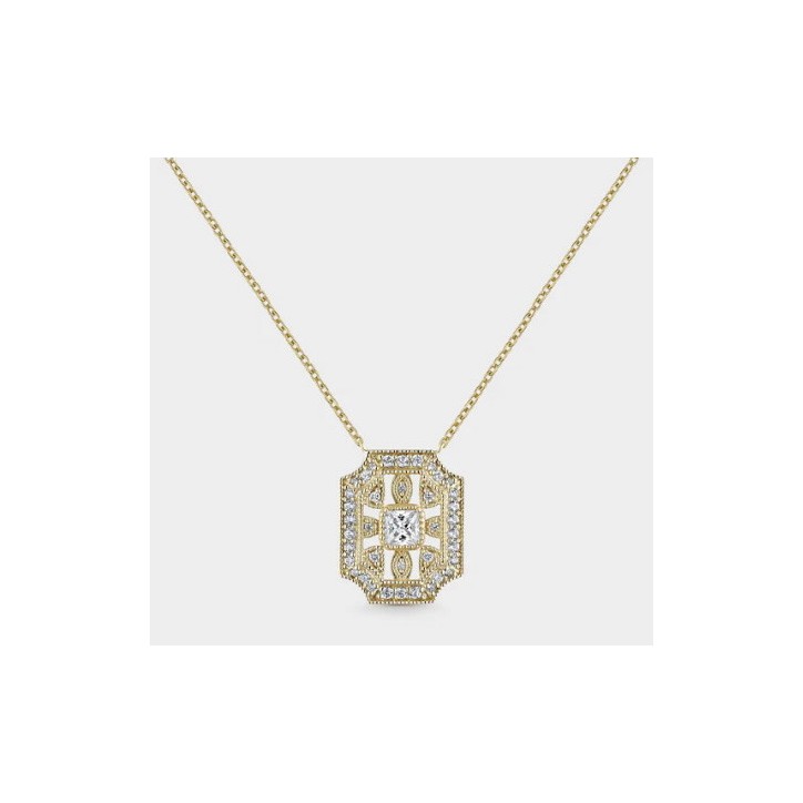 COLLAR VIDRIERA CIRCONITAS EN ORO AMARILLO DE 18 QUILATES LITTA FIORE. - LNL-201-820-UU