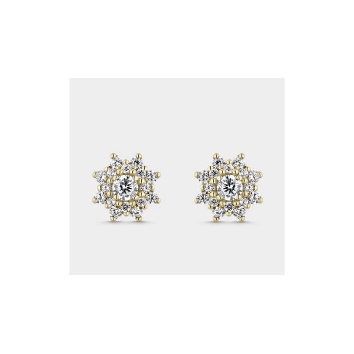 PENDIENTES ROSETA CON CIRCONITAS EN ORO AMARILLO DE 18 QUILATES LITTA FIORE. - LEA-201-812-UU