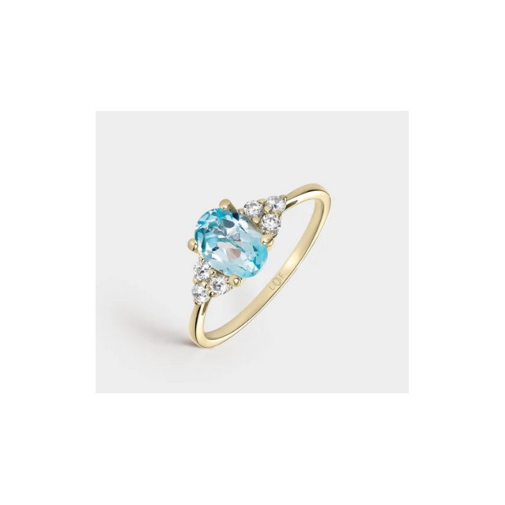 ANILLO TOPACIO 8,6 Y CIRCONITAS EN ORO DE 18 QUILATES LITTA FIORE. - LRN-215-800-14
