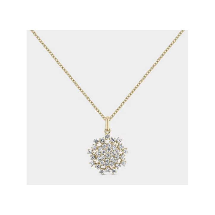 COLLAR ROSETÓN CON CIRCONITAS EN ORO AMARILLO DE 18 QUILATES LITTA FIORE. - LNL-201-813-UU
