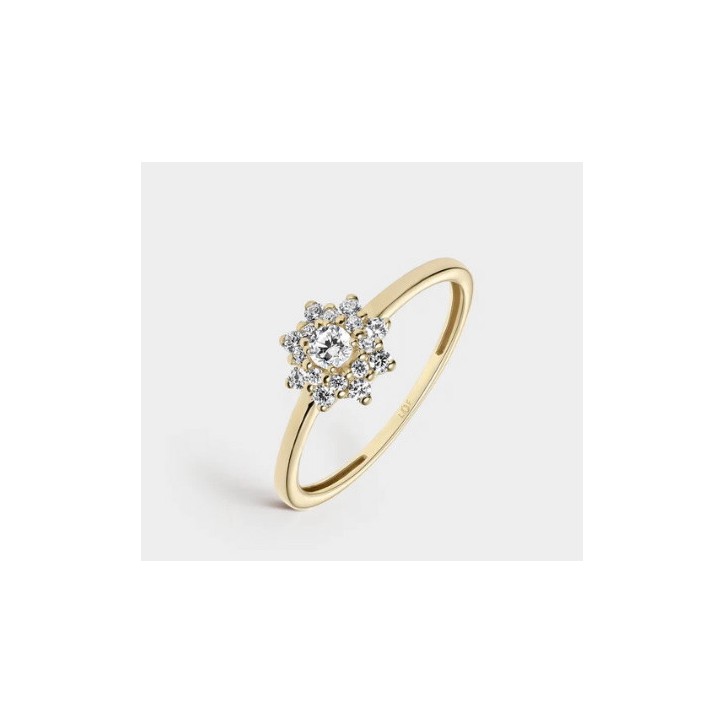 ANILLO ROSETA EN ORO AMARILLO DE 18 QUILATES CON CIRCONITAS LITTA FIORE. - LRN-201-812-14