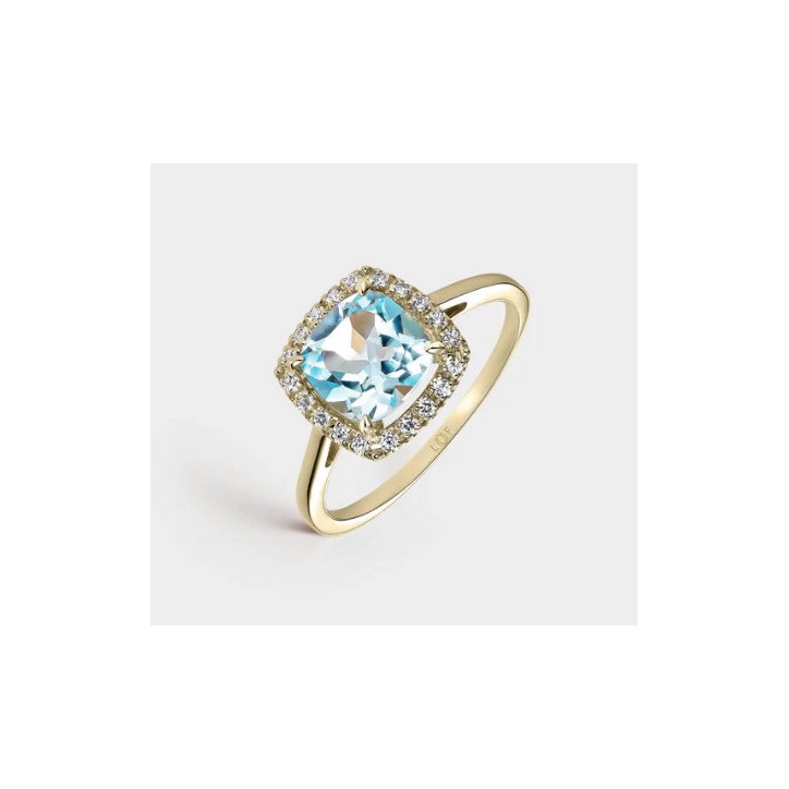 ANILLO CUSHION TOPACIO 7,7 Y CIRCONITAS EN ORO DE 18 QUILATES. - LRN-215-801-14