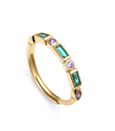 Anillo Elegant de plata de ley con baño de oro con circonitas verdes y violetas VICEROY - 9120A013-39