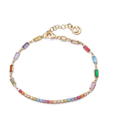 Pulsera cadena Elegant de plata de ley con baño de oro y circonitas de colores engarzadas VICEROY - 1339P100-39