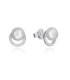 Pendientes Clásica de plata de ley con forma de aro con circonitas y perla - 71051E000-68