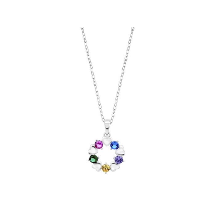 Gargantilla Corazones con Piedras de Colores Lotus Silver - LP3595-1/1