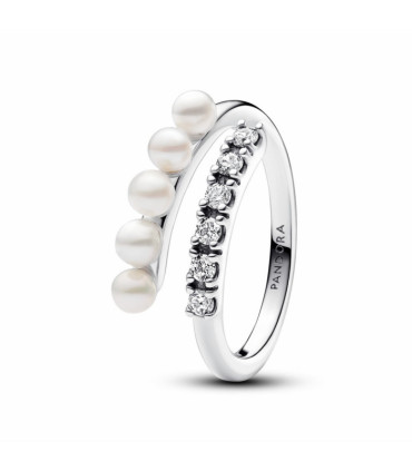 Anillo Abierto Perlas Cultivadas de Agua Dulce y Pavé Pandora - 193145C01
