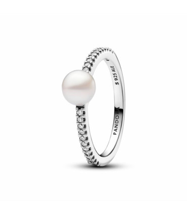 Anillo Perla Cultivada de Agua Dulce y Pavé Pandora - 193158C01