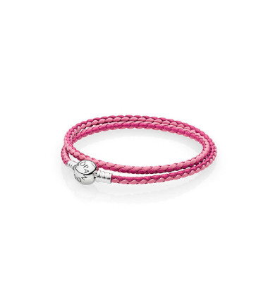 PULSERA MOMENTS CUERO ROSA - 590747CPMX-D2