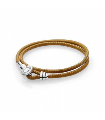 Pulsera PANDORA Moments Doble cuero marrón Talla 1 - 597194CGT-D1