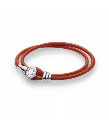 Pulsera PANDORA Moments Doble cuero anaranjadaTalla 1 - 597194CSO-D1